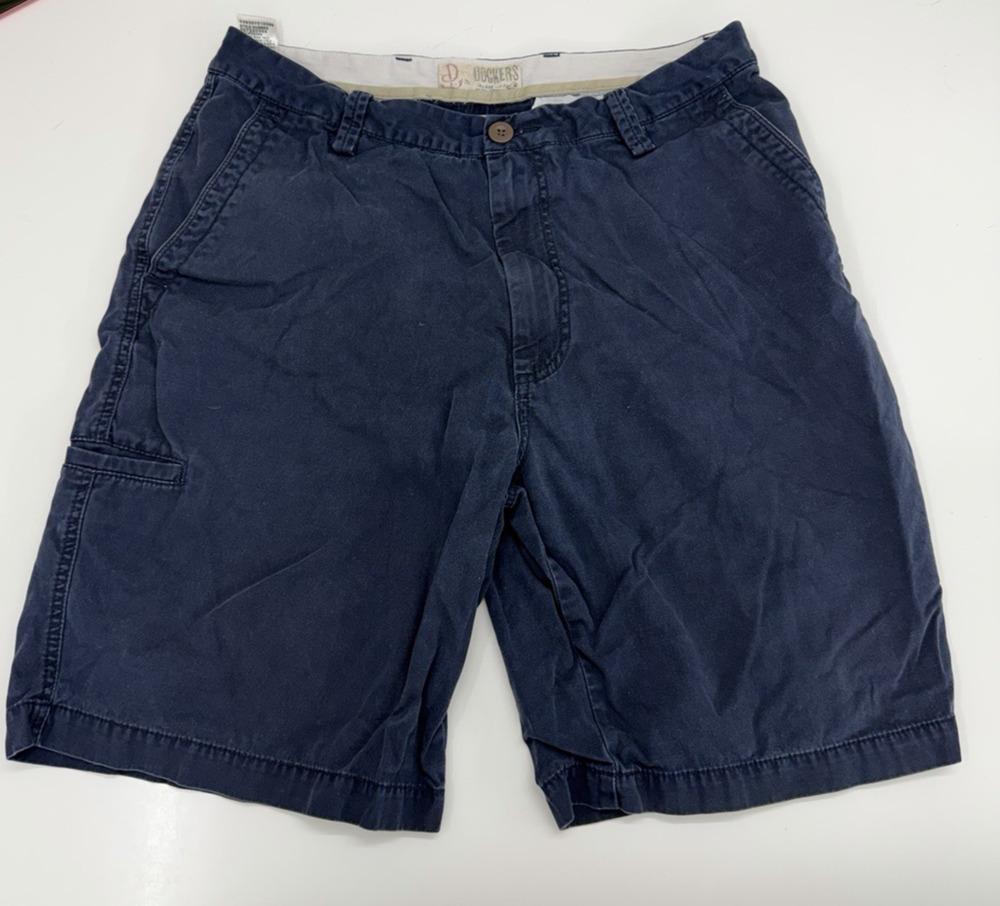 Dockers Mens Cargo Shorts Size w34 Navy Blue Fla Front Relaxed Fit
